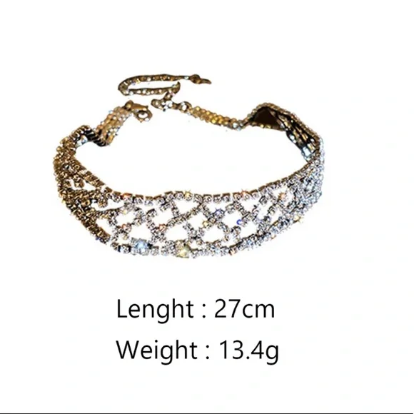 🌟 New Rhinestone Crystal Mesh Choker Necklace - Picture 4 of 5